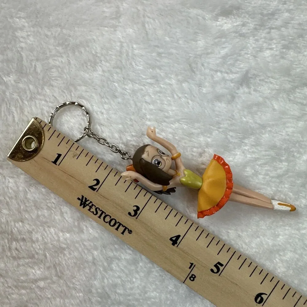 Magical Ojamajo Doremi‎ ballerina Figure Keychain Brown Hair Orange Dress